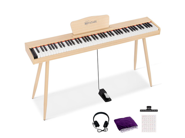 Digital Piano 88 Key Semi Weighted Keyboard, Full-size Electric Piano for Beginners, Wooden Electric Keyboard with Sustain Pedal, Headphone, cover,...