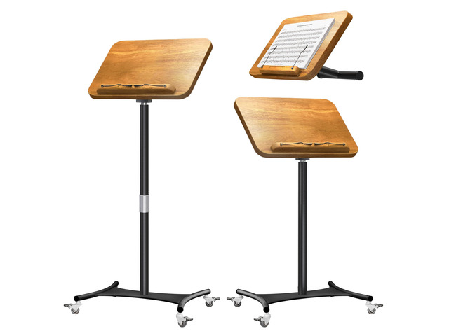 2-in-1 Dual-Use Music Stand & Tabletop Stand, 16.5'51' Height Adjustable Portable Rolling Solid Wooden Music Stand for Sheet Music with...