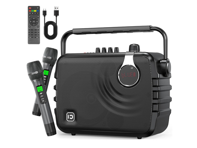 150W Portable PA System Bluetooth Speaker with 2 Wireless Microphones Voice Amplifier Karaoke Machine for Adults, Support Guitar/USB/TF/Aux...