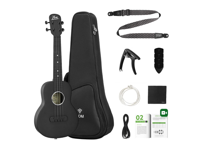 23 Carbon Fiber Electric Ukulele Waterproof & Travel-Ready with Built-in Pickup (Volume/Tone Control), Includes Gig Bag & Full Kit. Ideal for...