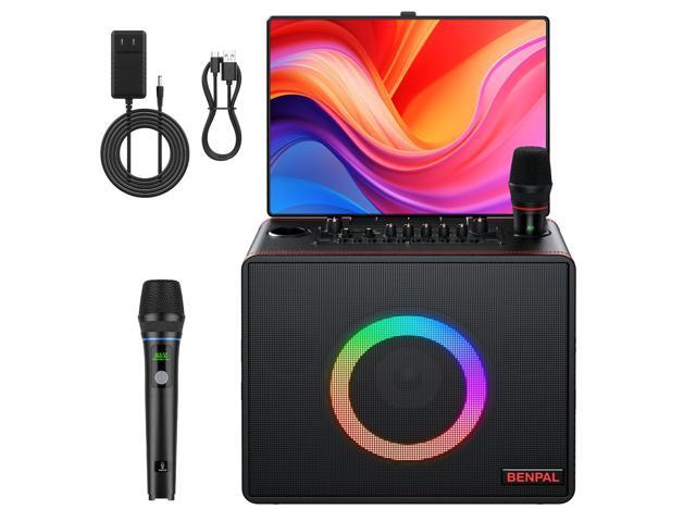 Smart Karaoke Machine with Lyrics Display, Built-in 14.0' Touch Screen 600W power speaker and two wireless mics, portable PA system for home or...