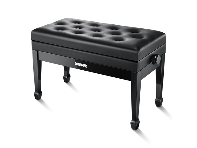 Adjustable Duet Piano Bench with Storage, Solid Wooden Keyboard Bench Piano Bookcase Stool Chair Seat with High-Density Sponges Cushion, Black