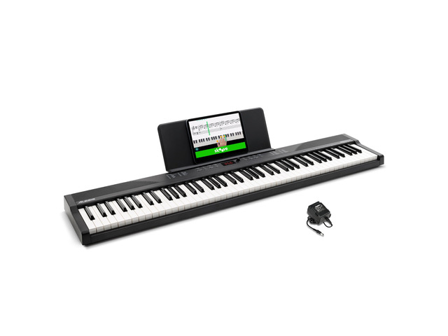 88 Key Keyboard Piano with 480 Sounds, Speakers, USB MIDI, Sheet Music Tablet Rest, Power Adapter and Piano Lessons for Beginners