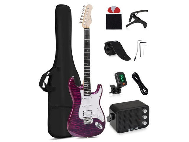 UST-200 Beginner Electric Guitar Kit HSS Pickup, Versatile 5-Way Switch for Clean to High-Gain Tone, Full-Size ST Style Guitar for Starter &...