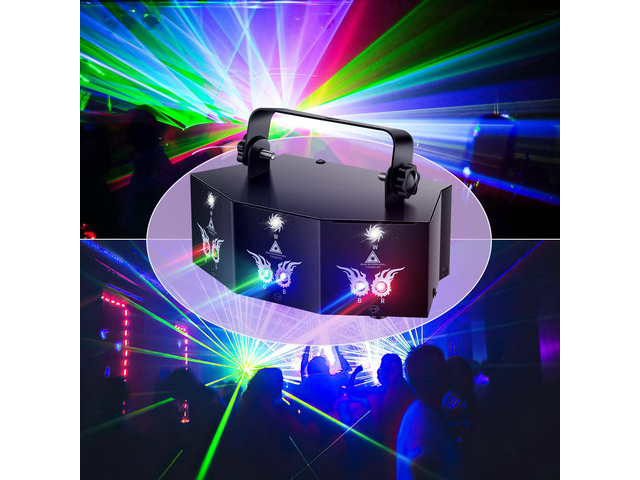 Party Lights DJ Disco Light,9 Lens Stage Lighting Support DMX512 and Sound Activated with Remote Control Laser Lights for Parties Birthday Wedding...