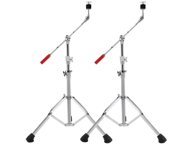 2 Pack Heavy Duty Boom/Straight 2-in-1 Convertible Cymbal Stand Upgraded Height Adjustable Drum Hardware with Double Braced Legs for Heavy Ride,...