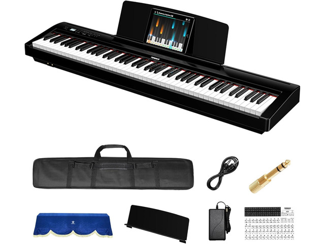 P50 88 Key Weighted Keyboard Full Size Weighted Keyboard Piano 88 Keys with 2 * 25W Stereo Speakers,Digital Keyboard with...