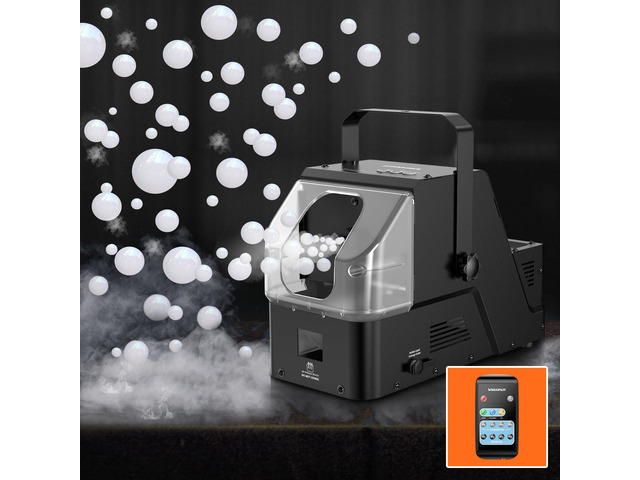 Bubble Fog Machine, 3-in-1 Bubble Fogger with Remote Control 450W Power, Durable Metal Housing, Colorful Bubbles / Fog Bubbles / Continuous Fog,...