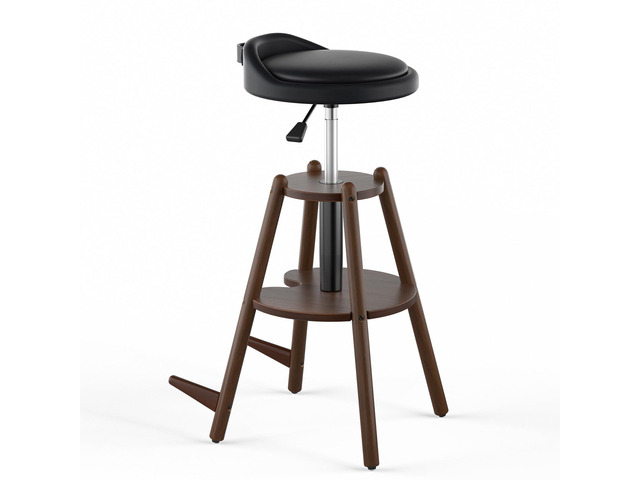 Wooden Guitar Stool Chair with Adjustable Height & Guitar Strap Guitar Chair Seat with Padded Cushion, Footrest for Guitar Player Musician,...