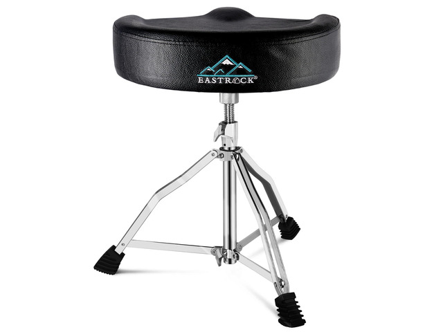 Drum Throne Adjustable Height, Drum Stools Rotatable Padded Motorcycle Style Drum Seat Drum Chair with Anti-Slip Feet for Drummers, Adult