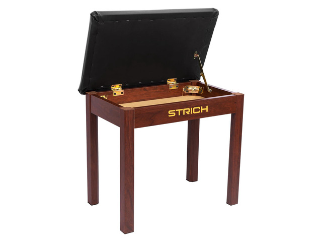 Piano Bench with Storage, Solid Wood Keyboard Bench Piano Bookcase Stool Chair Seat with Padded Cushion, Deep Brown