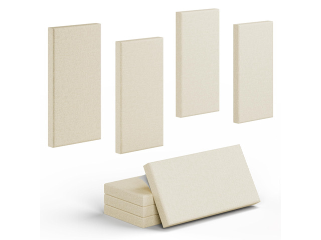 4 Pack High-Density Core with Fabric Cover Acoustic Panels 24×12×2 In Self-Adhesive Soundproofing and Sound-Absorbing Wall Panels for Echo...