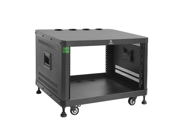 POMU 6U Stereo & Studio Rack with Caster Wheels, Rolling Network Cabinet, Open Frame Audio Rack for 19 inches Video Music Recording & IT Equipment,...