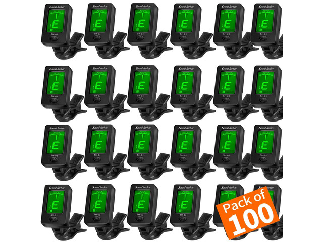 Guitar Tuner Clip On Ukulele Tuner for All Instruments Guitar Bass Ukulele Violin banjo (Tuners 100 Pack)