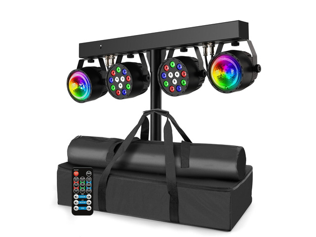 DJ Disco Lights with Stand, Professional LED Party Light Set, DJ Lighting System DMX512, Sound Activated Stage Lights Package for Gig Bar Wedding...