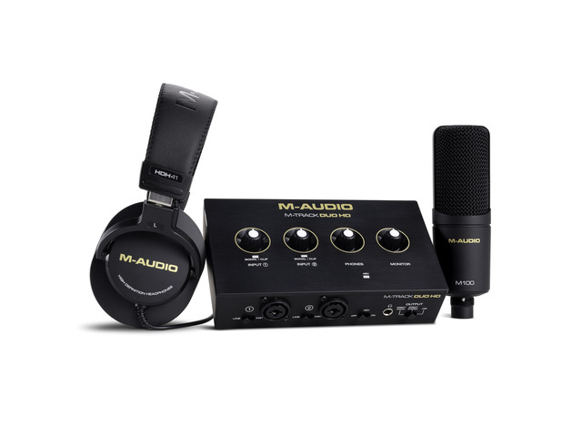 M-Track Duo HD Audio Interface, M100 Condenser Microphone and HDH41 Studio Monitoring Headphones for Recording, Producers, Content Creators and...