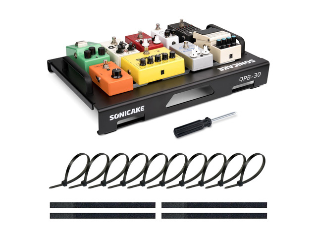 Guitar Pedal Board, 18' Guitar Effects Light Aluminum Alloy Pedalboard with Pedals Mountain Tape, Cable Tie & Screwdriver, Black 18'x 12.7'x...