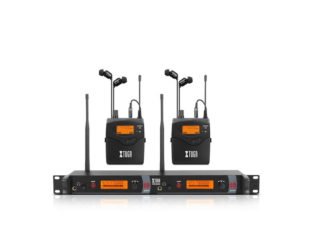 RW2080 Wireless in Ear Monitor System,2 Bodypacks UHF IEM(572-599Mhz) Wireless IEM System,2*40 Frequencies,300Ft Range,Mono Dual Channel Stage...