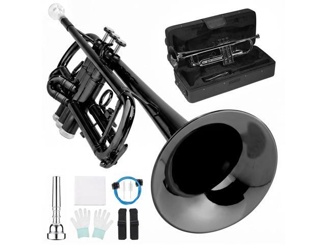Bb Standard Trumpet Set for Beginner, Brass Student Trumpet with Carrying Case, Care Kit, Valve Oil, Cloth, 7C Mouthpiece & Gloves Black