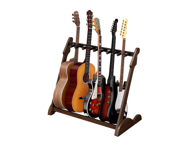 Bamboo Multi Guitar Stand, Guitar Rack for Multiple Guitars(Walnut-B) Adjustable Dividers Fits Acoustic, Electric & Bass Foam-Padded Supports...