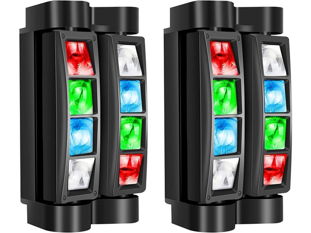 8x3W Spider Moving Head DJ Light,RGBW Stage Disco Light-2 Packs 8x3W RGBW LEDs, DMX512/Auto/Sound/Master-Slave, Mini Moving Head Light For Party,...