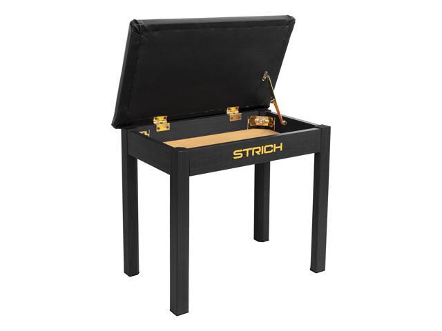 Piano Bench with Storage, Solid Wood Keyboard Bench Piano Bookcase Stool Chair Seat with Padded Cushion, Black