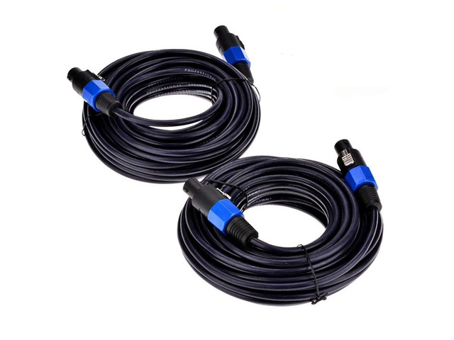 2Pack 100 ft Male Speakon to Speakon Cables, Professional 12 Guage AWG Audio Cord DJ Speaker Cable Wire with Twist Lock - 2 Conductor