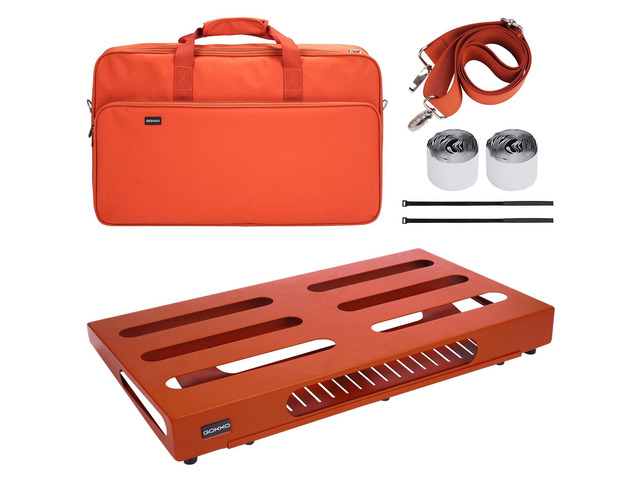 Guitar Pedal Board 22' x 12.6' Guitar Pedalboard with Power Supply Bracket, Includes Carry Bag & Mounting Tapes (Orange, GKS-22OR)
