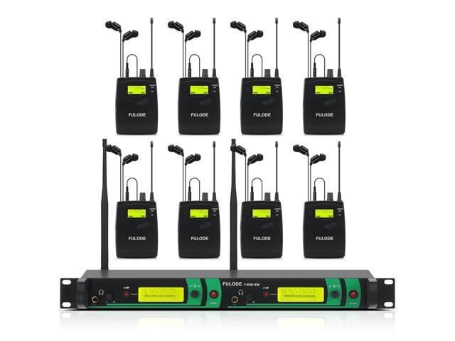 IEM UHF Wireless in Ear Monitor System 2 Channel 8 Bodypacks Monitoring with in Earphone, 2x40 UHF Frequencies, for Stage, Studio and Church, 330Ft...