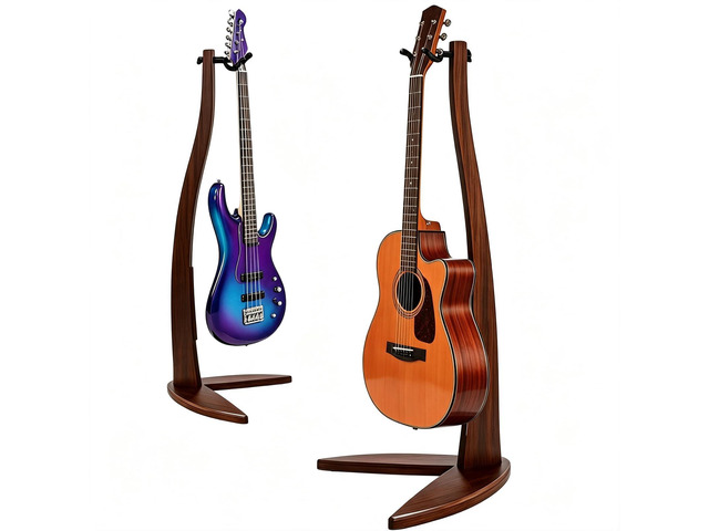 Guitar Bass Hanger Stand, Solid Wood Bow Holder Mermaid Shaped for Display and Storage, 42 inches Height Anti-scratched and Anti-bump, Deorate...