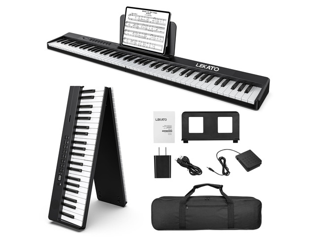 FP-10 Portable Piano Keyboard for Beginners 88 Keys Folding Digital Piano with Sustain Pedal Foldable Electric Piano Keyboard with Semi Weighted...