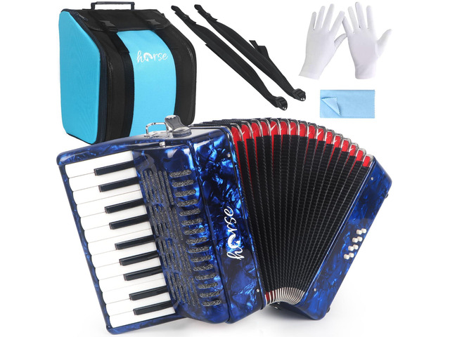 Accordion, 22 Keys 8 Bass Piano Accordion Acordeones Para Adultos, AcordeÃ³n De Adulto Azul for Beginners Adults, Educational Musical Instrument...