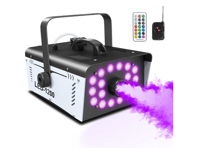 Fog Machine Halloween Outdoor 1200W with 18 LED Lights, Smoke Machine Fog With Remote, Perfect for Party, Stage, Wedding, Indoor