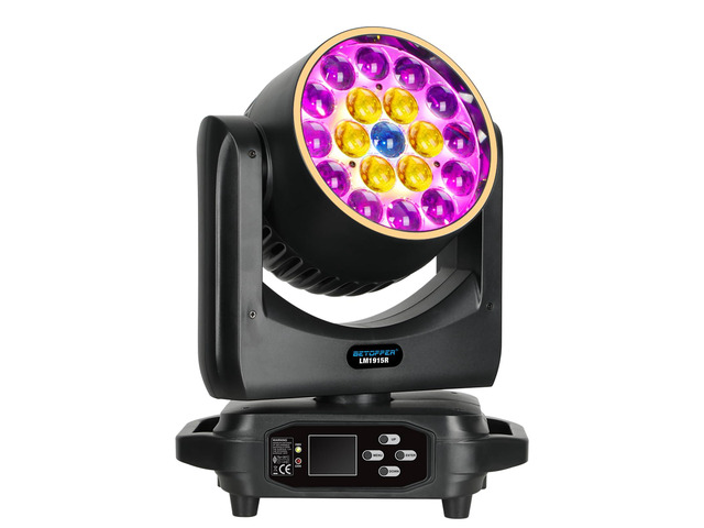 Moving Head Light,19x15W RGBW with Light Strip Effect Moving Head Stage Spotlight,Lightweight Disco DJLight for Party Wedding Club Bars Show1