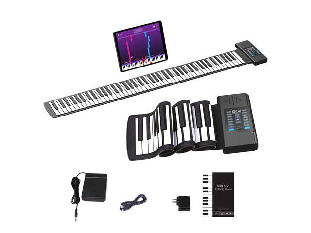 88 Keys Roll Up Piano, Upgraded Portable Rechargeable Hand Roll Piano Keyboard, 128 Rhythms, 128 Tones, Roll Out Keyboard Piano with LED Display...
