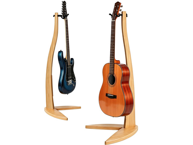 Guitar Bass Hanger Stand, Solid Wood Bow Holder Mermaid Shaped for Display and Storage, 42 inches Height Anti-scratched and Anti-bump, Decorate...