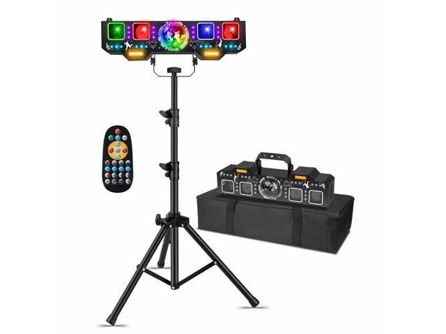 DJ Light with Stand,7IN1 DJ Disco Party Light with Stand & Carry Bag RGB Par Lights,Rotating Ball,Strobe,UV Lighting by DMX Sound Activated Remote...