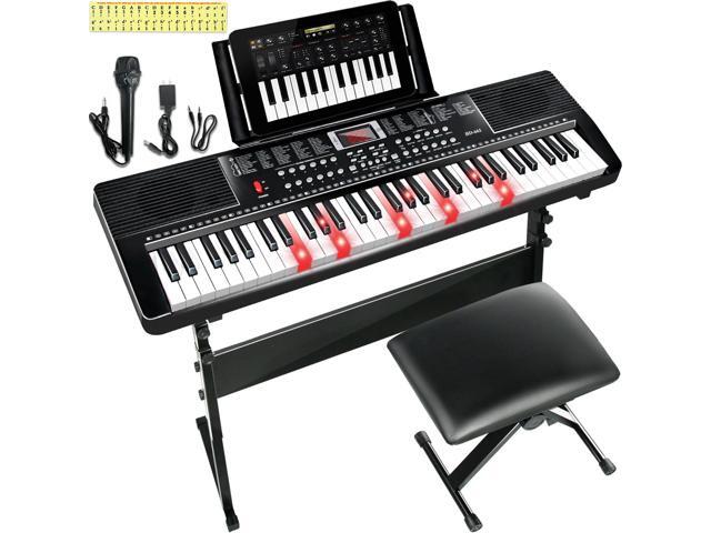 61 Key Keyboard Piano for Beginners with Lighted Keys & Pro Teaching Modes,Includes Stand, Bench, Microphone, Music Stand,70 Demos, 200...