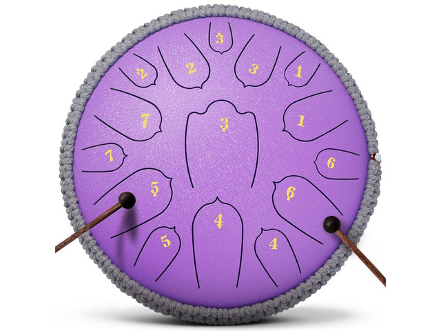 Steel Tongue Drum, Rain Drum,Zen Drum,12 Inch 15 Notes D Major Percussion Instrument with Soft Bag, Mallets & Music Book, Zen Garden Decor for...