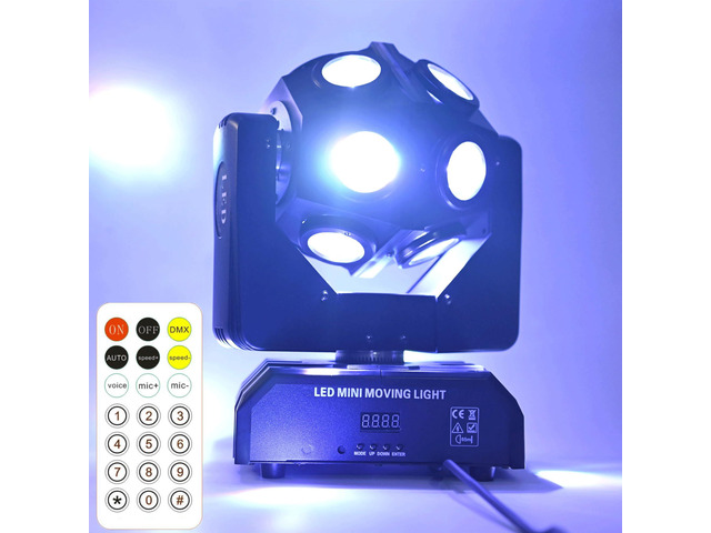 Moving Head Stage Light RGBW 12LED Lights Rotating Beam Stage Uplighting Lights for Events Sound Activated DMX512 Light for DJ KTV Disco Party...