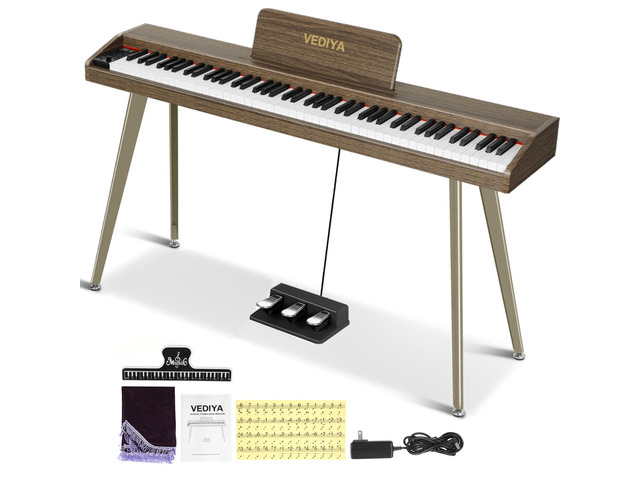88 Key Digital Piano Keyboard, Semi-Weighted Electric Piano, Full Size Piano Keyboard for Beginners with Triple Pedal, Sheet Music Stand, USB-MIDI...