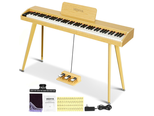 88 Key Digital Piano Keyboard, Semi-Weighted Electric Piano, Full Size Piano Keyboard for Beginners with Triple Pedal, Sheet Music Stand, USB-MIDI...