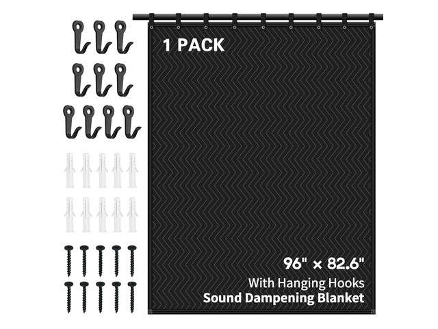 Large Sound Dampening Blanket,96' x 80' Sound Absorbing Studio Blanket,Noise Cancelling Studio Acoustic Blanket Curtain/Light Blocker/Moving Blanket