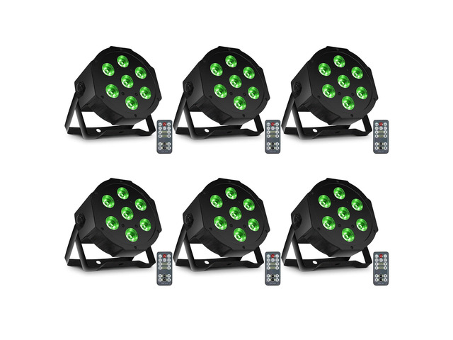 Par Can Lights LED 7x18W RGBWAP 6in1 Wash Stage Lights 6 Pack Remote and DMX512 Control Uplights, Sound Activated, Auto Run Flat, for Christmas...