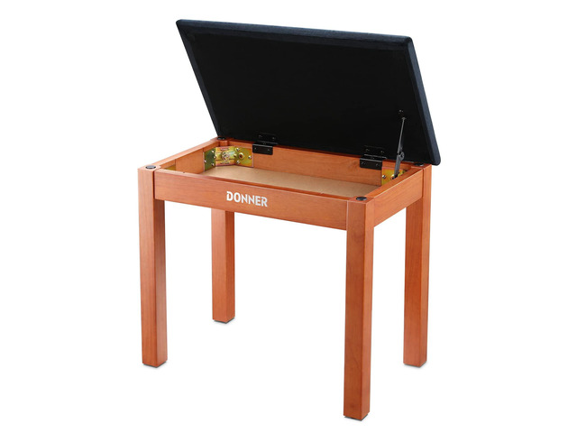Piano Bench with Storage, Solid Wood Keyboard Bench Piano Bookcase Stool Chair Seat with High-Density Suede Cushion, Wood Finish Color