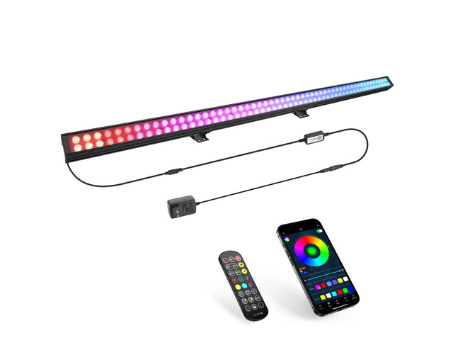 LED Stage Wash Light Bar: 60W Dual-Row LED with 108 LEDs - Remote & App Control - Sound Activated Music Sync - Aluminium Construction for Events DJ...
