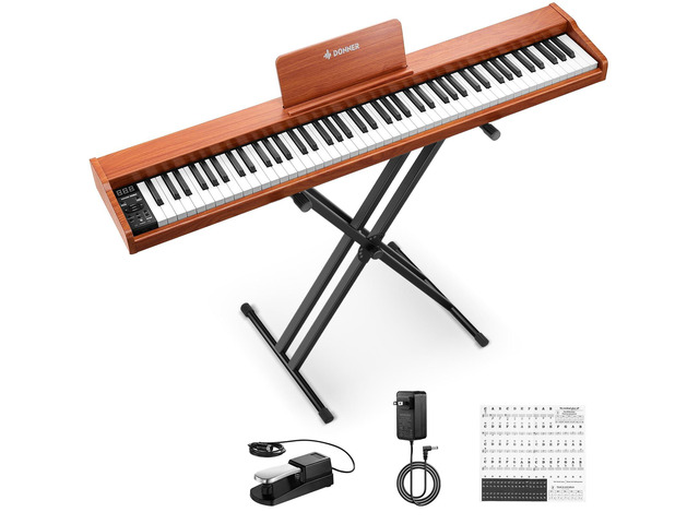 DEP-1S Piano Keyboard 88 Keys, Beginner Digital Piano with 88 Key Velocity-Sensitive Keyboard, Record, Bluetooth, Chord, Bundle With Piano Stand,...