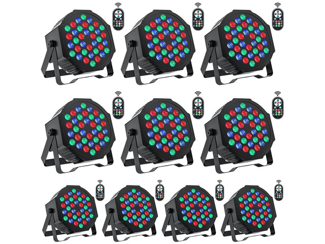 Stage Lights 10 Packs 36LED RGB LED Par Lights, 7 Channel DJ Party Lights with Remote Control & DMX Controller Sound Activated Uplights for Events...