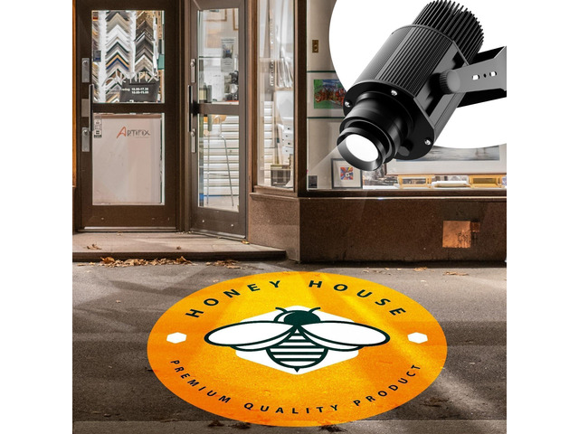50W Custom GOBO Logo Projector, IP67 Outdoor Logo Light for Storefronts Custom logo lens included; remote rotating projection for storefronts,...