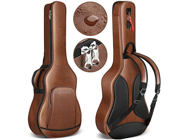 Guitar Case Acoustic Bag - 0.8in Thick Padding Guitar Gig Bag Waterproof PU Design for Easy Cleaning Fits 40 41 42in Acoustic Guitars Travel...